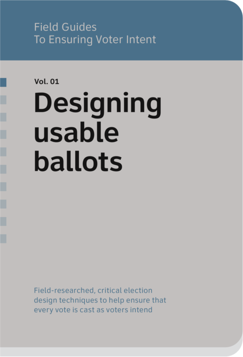 Cover image of "Designing Usable Ballots" guide.